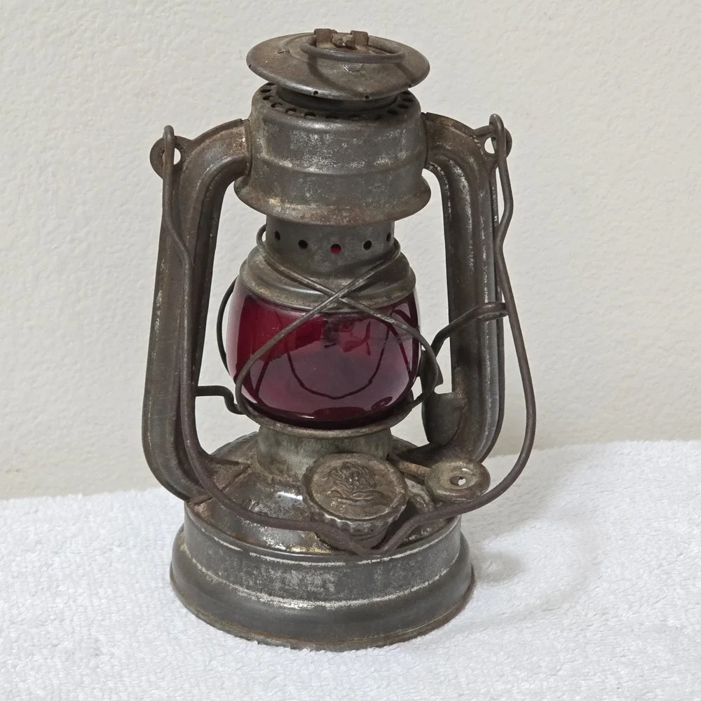 Feuerhand Atom 75 Storm Lantern Germany Schott Jena Ruby Red Jenaer Glas Antique